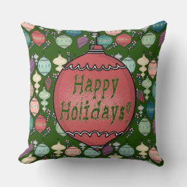 Retro Kerst Herladen - Pastels op Fles Groen Kussen