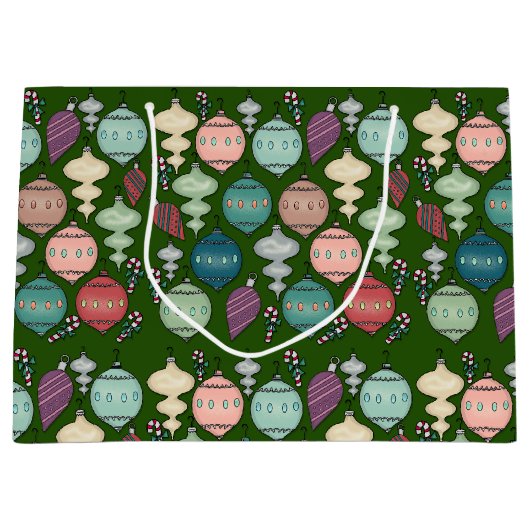 Retro Kerst Herladen - Pastels op Fles Groen Large Cadeautasje (Voorkant)