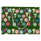 Retro Kerst Herladen - Pastels op Fles Groen Large Cadeautasje (Achterkant)