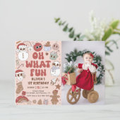 Retro Kerst Hippie Santa 1e Verjaardag Foto Kaart (Staand voorkant)