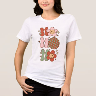 Retro Kerst Ho Ho Ho Happy Face en Discobal Tri-Blend Shirt