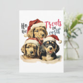 Retro Kerst Hond Huisdieren Treats 2023 Feestdagenkaart (Staand voorkant)