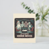 Retro Kerst Horrorfilms Vrienden Briefkaart (Staand voorkant)