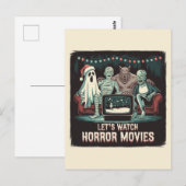 Retro Kerst Horrorfilms Vrienden Briefkaart (Voorkant / Achterkant)