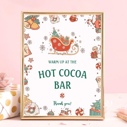 Retro Kerst Hot Cacao Bar Teken Poster