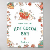 Retro Kerst Hot Cacao Bar Teken Poster (Voorkant)