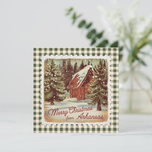 Retro Kerst in Arkansas Vakantie Kaart (Staand voorkant)