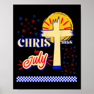 Retro kerst in juli christelijk Jezus God zomer Poster