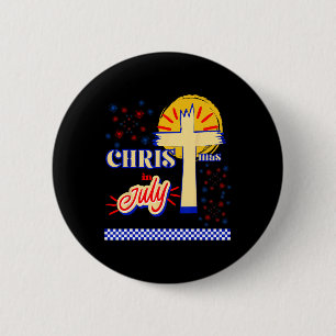 Retro kerst in juli christelijk Jezus God zomer Ronde Button 5,7 Cm