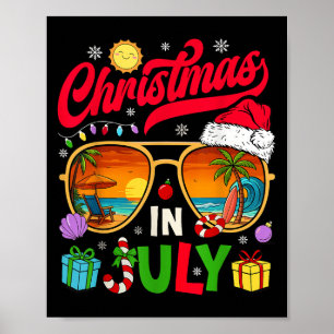 Retro kerst in juli single strand strand zomer Haw Poster