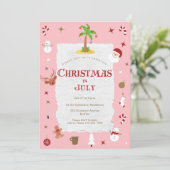 Retro kerst in juli verjaardagsfeestje kaart (Staand voorkant)