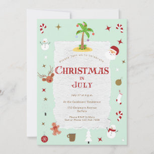 Retro kerst in juli verlate vakantiefeest kaart