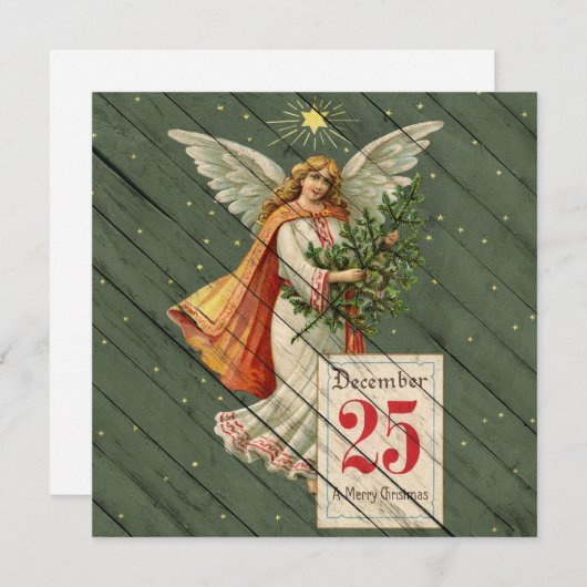 Retro |  kerst in religieuze zin feestdagenkaart (Voorkant / Achterkant)