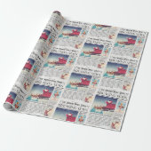 Retro Kerst Inpakpapier Krant Wrap (Uitgerold)