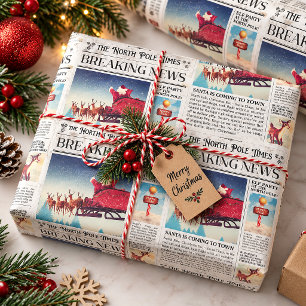 Retro Kerst Inpakpapier Krant Wrap