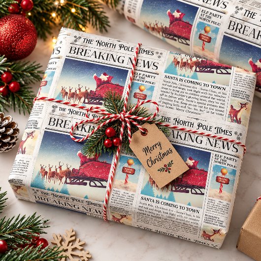 Retro Kerst Inpakpapier Krant Wrap