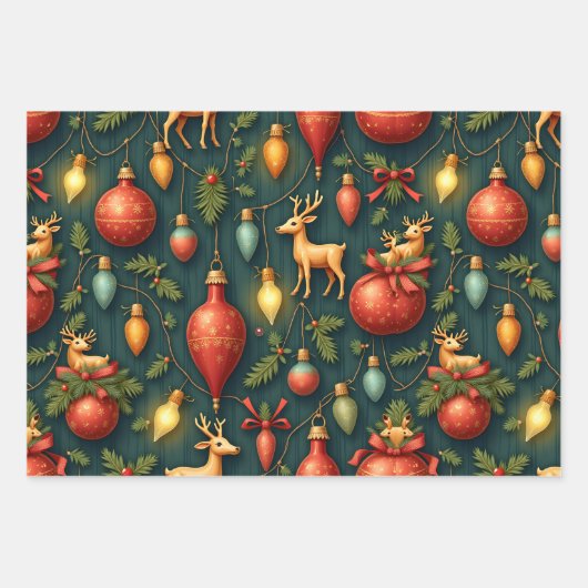  & Retro Kerst Inpakpapier Vel (Voorkant 3)