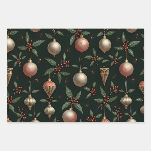  & Retro Kerst Inpakpapier Vel (Voorkant)