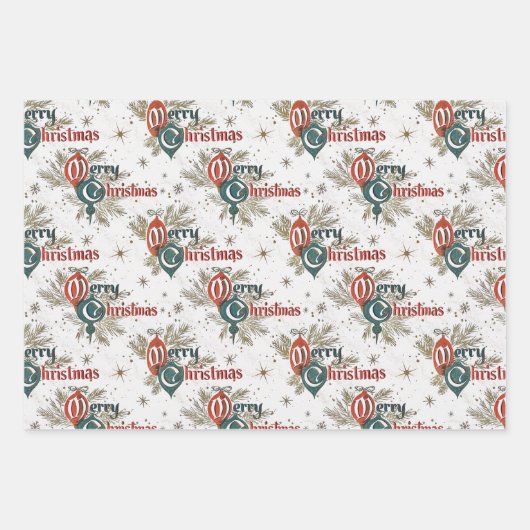 Retro kerst inpakpapier vel (Voorkant 3)