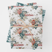 Retro  kerst inpakpapier vel (In situ)