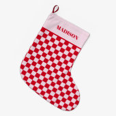 Retro Kerst Jingle en Mingle Kerst Checkerboard Ro Grote Kerstsok (Voorkant (Hangend))