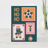Retro Kerst Kaart – Gebruinde Man, Snoep (Voorkant)