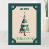 Retro kerst Kaart met geometrisch boomontwerp (Voorkant)