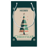 Retro kerst Kaart met geometrisch boomontwerp Klein Cadeauzakje (Achterkant)