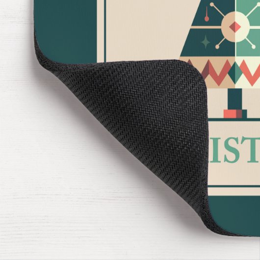 Retro kerst Kaart met geometrisch boomontwerp Muismat (Hoek)