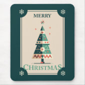 Retro kerst Kaart met geometrisch boomontwerp Muismat (Voorkant)