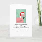 Retro Kerst Kaart - Roze Flamingo (Achterkant)