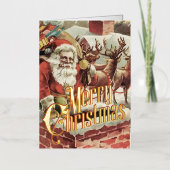 Retro Kerst Kaart Vrolijk Kerstfeest (Voorkant)