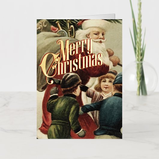 Retro Kerst Kaart  Vrolijk Kerstfeest (Voorkant)