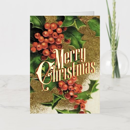 Retro Kerst Kaart  Vrolijk Kerstfeest (Voorkant)