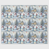 Retro Kerst Kinder Schaatsen Gift Wrapping Paper Cadeaupapier (Vlak)
