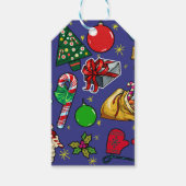 Retro Kerst Kleurrijk Blauw Rood Groen Cadeaulabel (Voorkant)