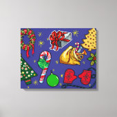 Retro Kerst  Kleurrijk Blauw Rood Groen Canvas Afdruk (Voorkant)
