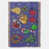 Retro Kerst  Kleurrijk Blauw Rood Groen Deken (Voorkant Verticaal)