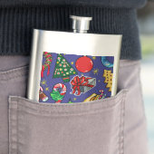 Retro Kerst  Kleurrijk Blauw Rood Groen Flacon (Voorbeeld)