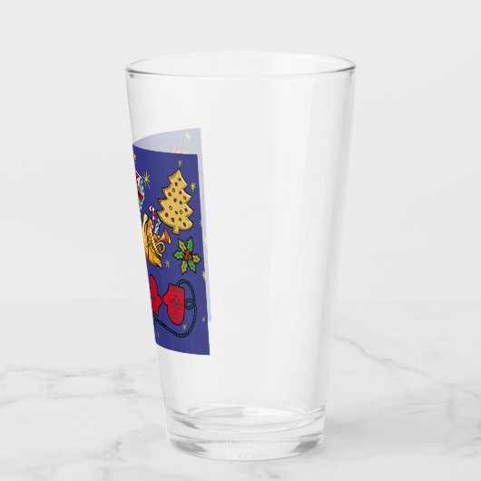 Retro Kerst  Kleurrijk Blauw Rood Groen Glas (Links)