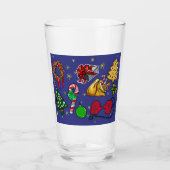 Retro Kerst  Kleurrijk Blauw Rood Groen Glas (Voorkant)