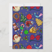 Retro Kerst  Kleurrijk Blauw Rood Groen Kaart (Achterkant)