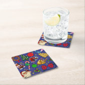 Retro Kerst  Kleurrijk Blauw Rood Groen Kartonnen Onderzetters (Insitu)