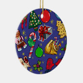Retro Kerst Kleurrijk Blauw Rood Groen Keramisch Ornament (Rechts)