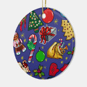 Retro Kerst Kleurrijk Blauw Rood Groen Keramisch Ornament (Links)
