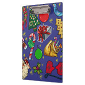 Retro Kerst  Kleurrijk Blauw Rood Groen Klembord (Links)