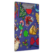 Retro Kerst  Kleurrijk Blauw Rood Groen Klembord (Rechts)