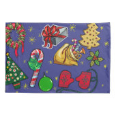 Retro Kerst  Kleurrijk Blauw Rood Groen Kussensloop (Achterkant)