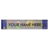 Retro Kerst Kleurrijk Blauw Rood Groen Naambordje (Voorkant)