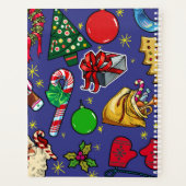 Retro Kerst  Kleurrijk Blauw Rood Groen Planner (Achterkant)